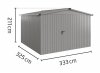 Metalowy domek narzędziowy EcoStar Euroline ESD 14 (310x310 cm) - dach dwuspadowy, drzwi 1-skrzydłowe, kolor antracyt RAL 7016